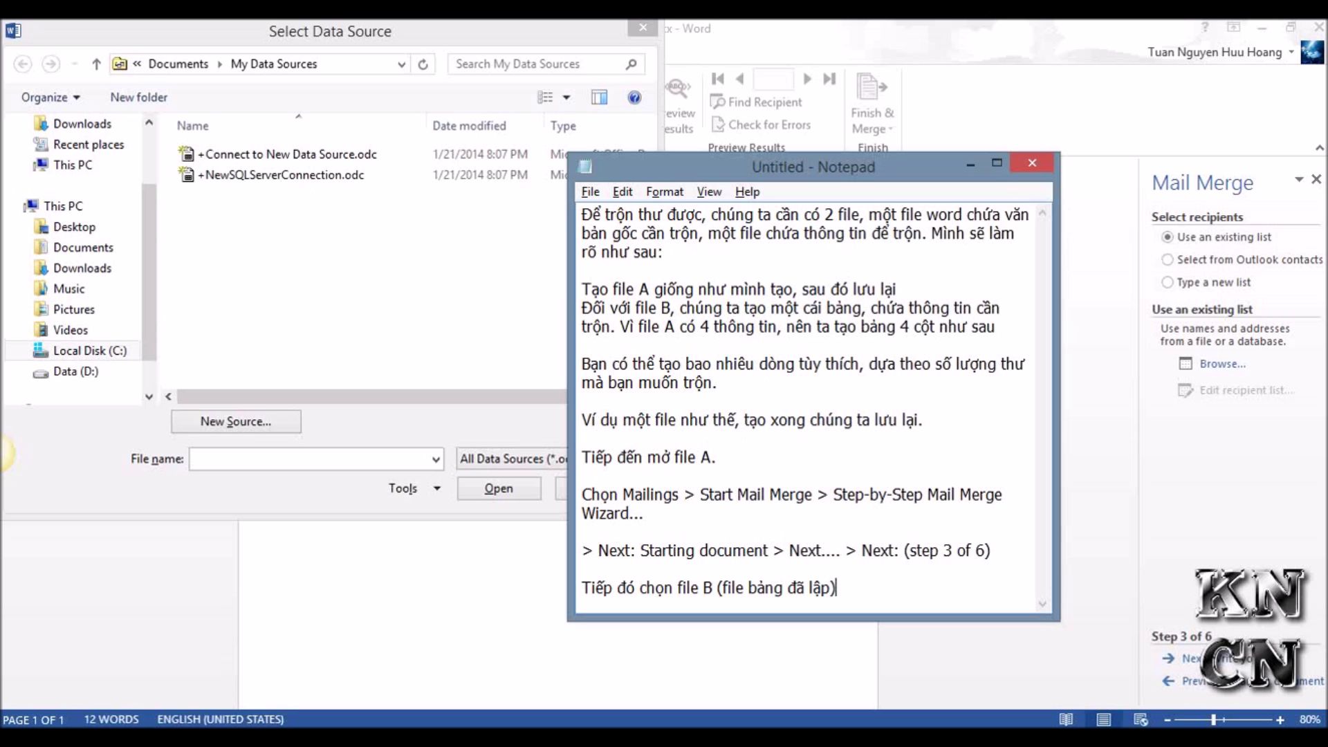 Trộn thư bằng Microsoft Word Mail Merge trộn văn bản