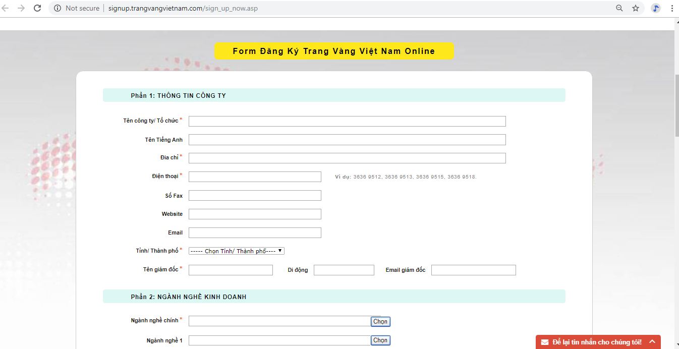 Hướng dẫn đăng ký Trang Vàng đơn giản cho doanh nghiệp